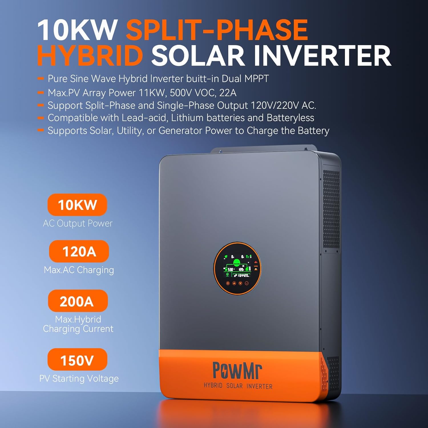 PowMr 10KW سبليت المرحلة العاك - مراجعة Drone Solar Charger وسعره